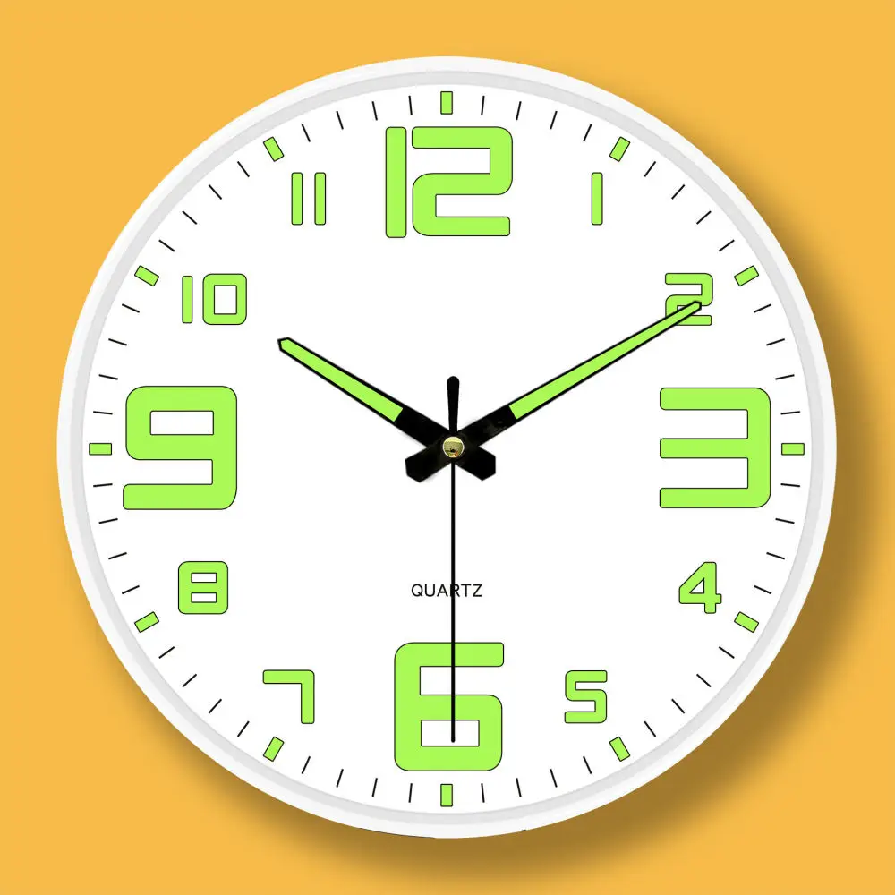 8 Inch Modern Silent Luminous Wall Clock Battery Operated Quartz Timepiece Simple Decorative Home Clock Office Wall Decor