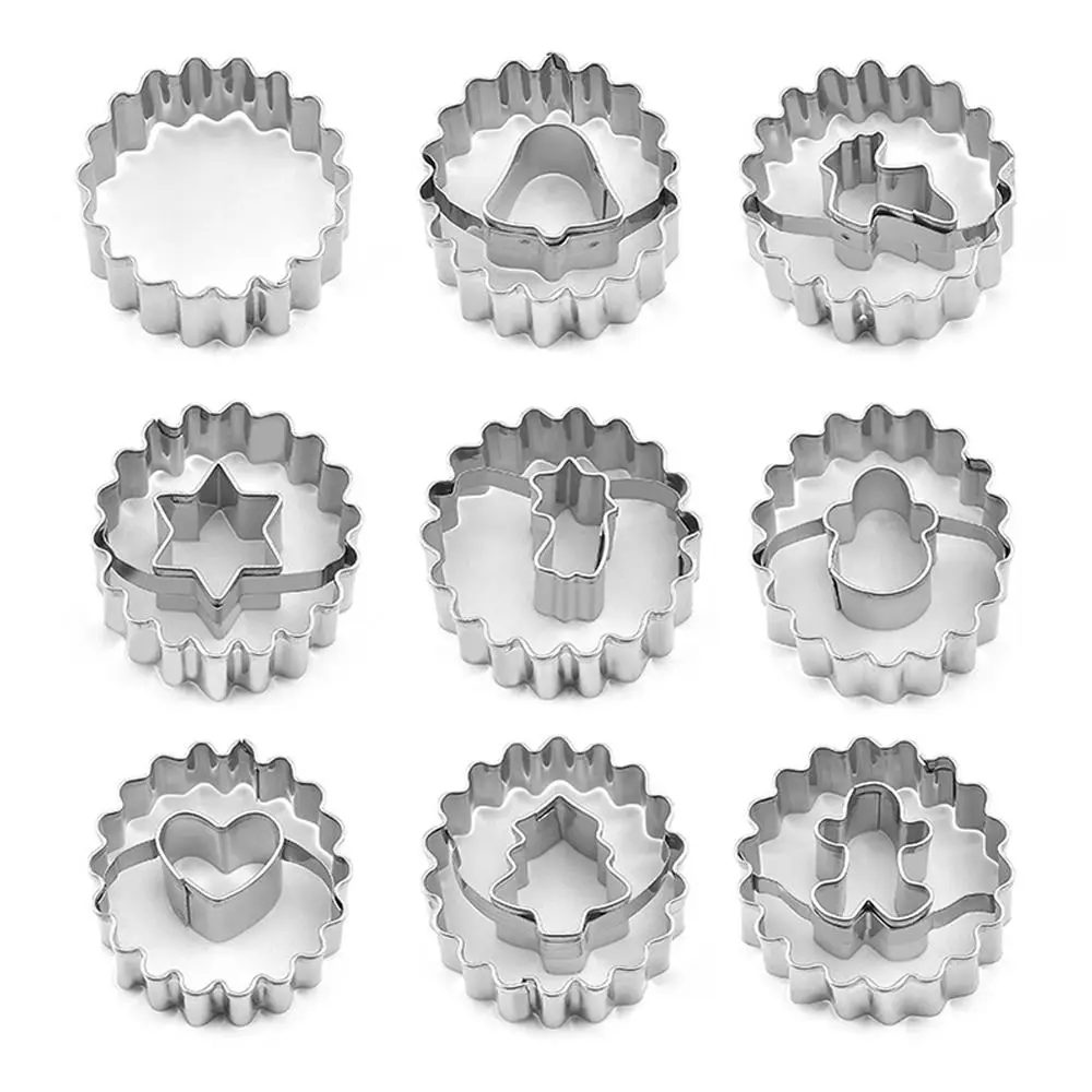 

9 шт., рождественские формочки для печенья из нержавеющей стали 304, снеговик, пряничный человечек, инструменты для выпечки печенья, форма для выпечки рождественской елки