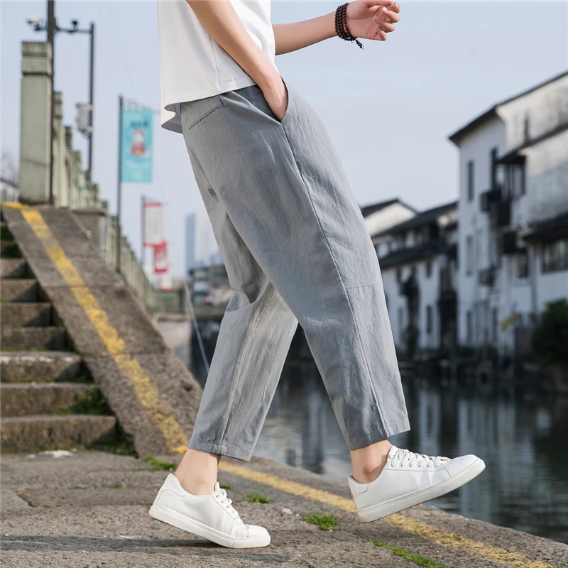 M-5XL!2023 New Men\'s Casual Trousers All-match Loose Linen Trousers Fashion Trend Trousers Cargo Pants Men