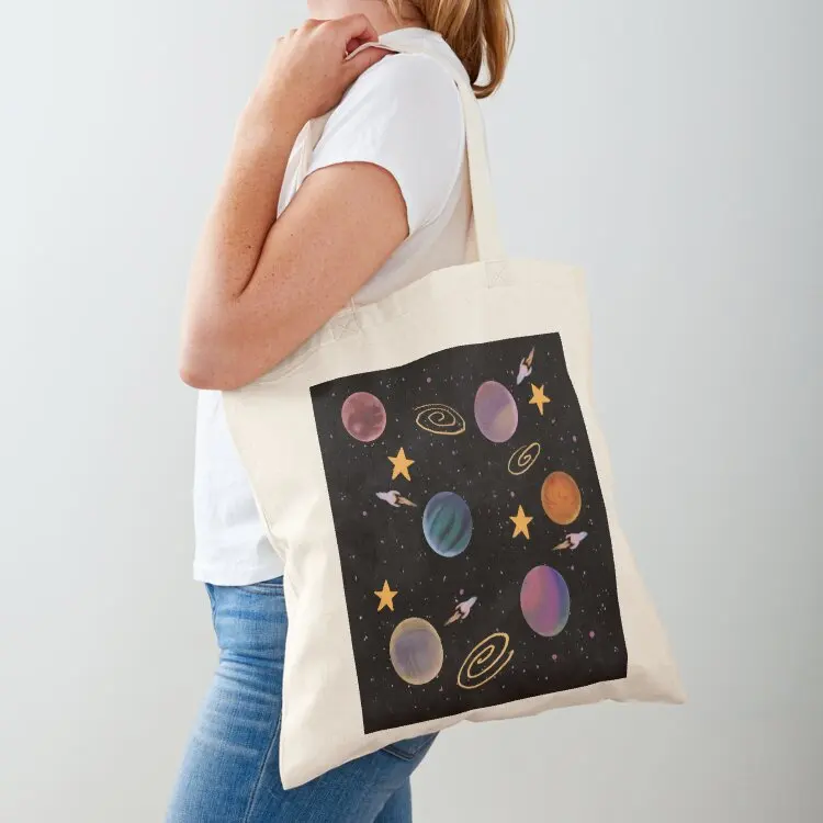 

Planets and spaceships pattern Tote Bag Women's bags shopper bag women Custom bag custom fabric