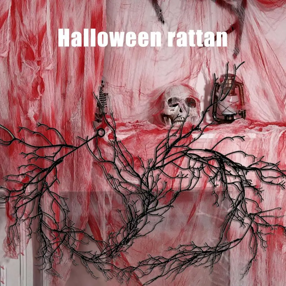 Guirxiété de vigne de saule d'Halloween, décoration intérieure et extérieure, branche noire artificielle, maison et jardin, 195cm