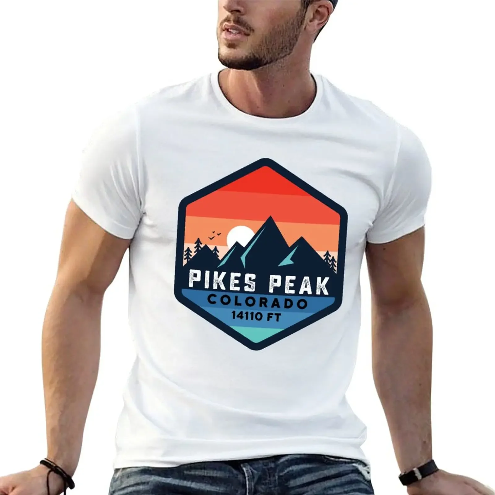 

pikes peak mountain colorado mount summit peak T-Shirt heavyweights customs design your own plus size tops mens workout shirts