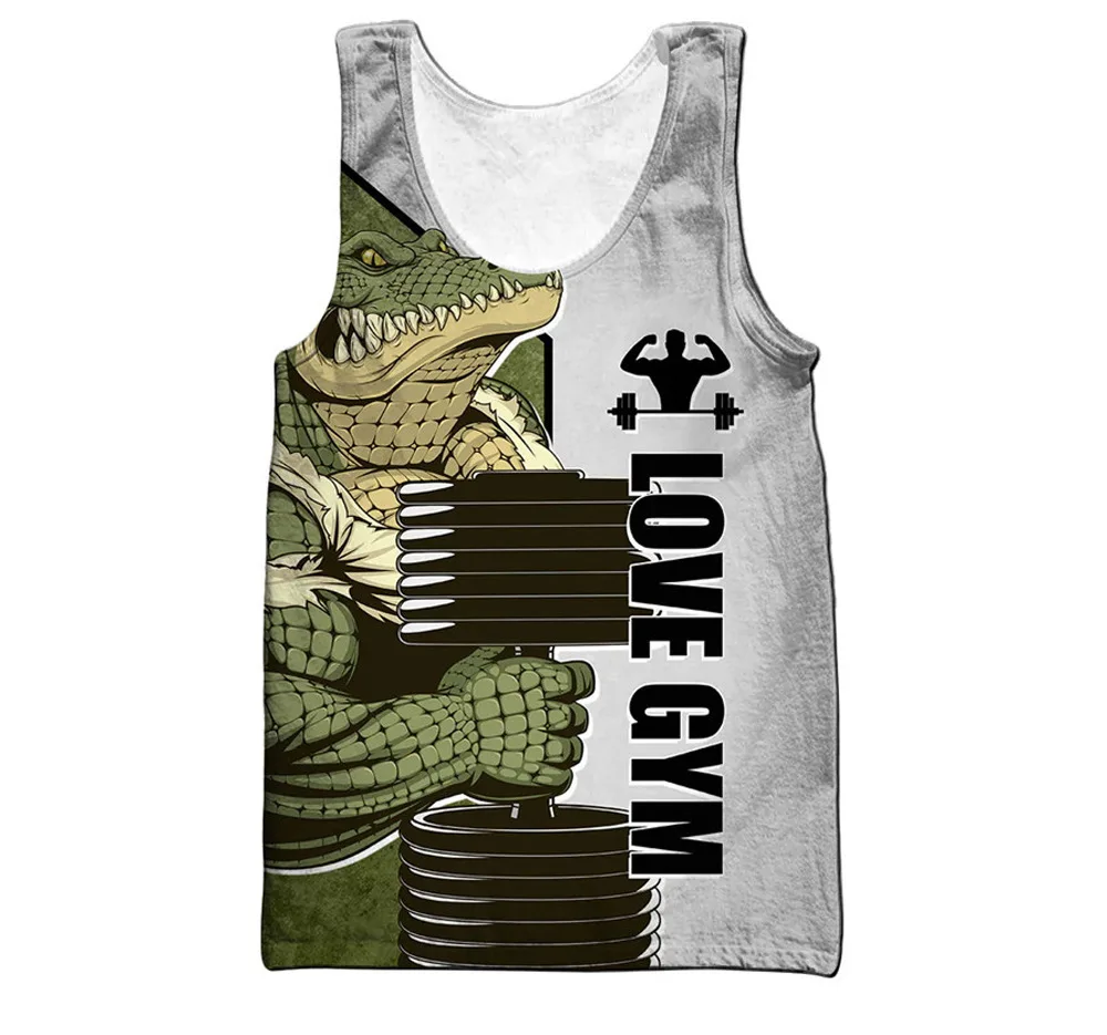 Camisetas sin mangas de fitness con estampado 3D de perro Animal Love, chaleco de gimnasio extragrande para hombre, ropa de calle sin mangas para playa, ropa masculina de verano