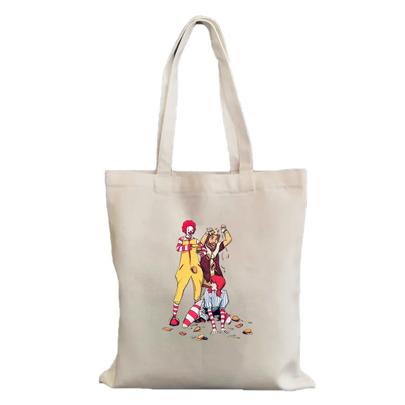 Fast Food Strip Club graphic Tote Bags Women Canvas Handbags Shopping Printed Bag Fabric Reusable Handbag canvas shopping bag