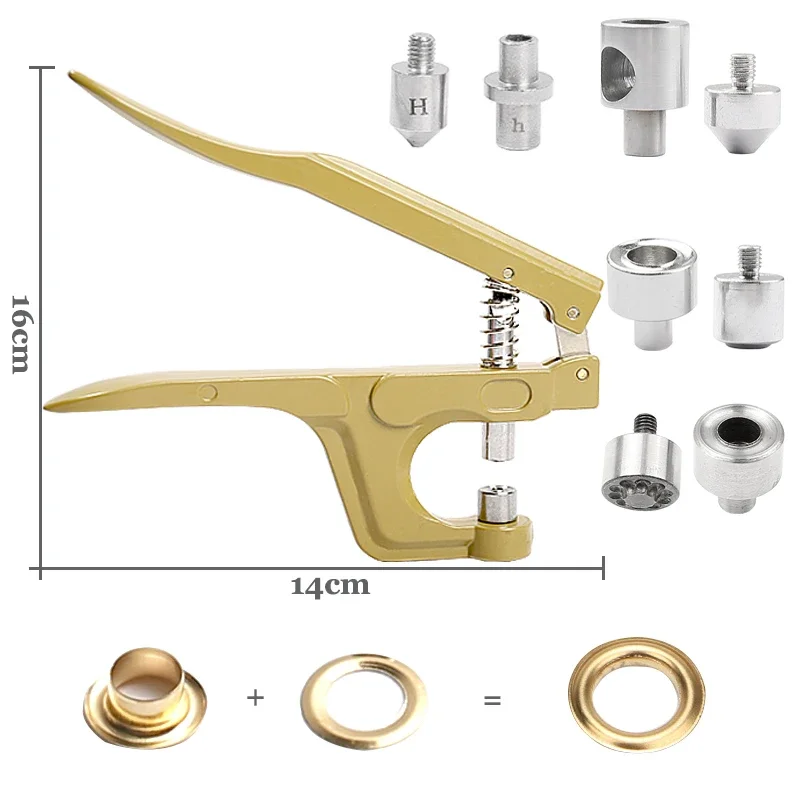 5mm/6mm/8mm/10mm Brass Eyelets Grommet with Multifunctional Pliers Kit Round Eye Rings for Leather Crafts Clothes Shoes Bag Belt