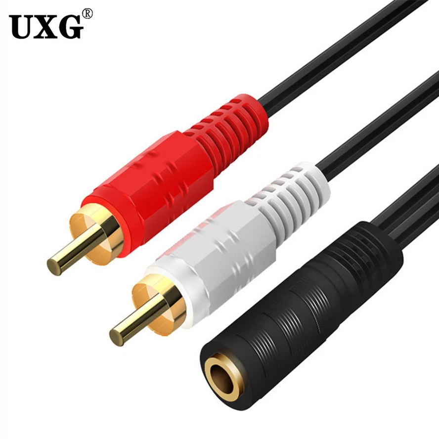 0.1m 3.5mm do RCA żeńskie złącze Jack przewód Stereo Y wtyk do 2 RCA męski Adapter żeński 3.5 Audio Aux gniazdo do słuchawek muzyka