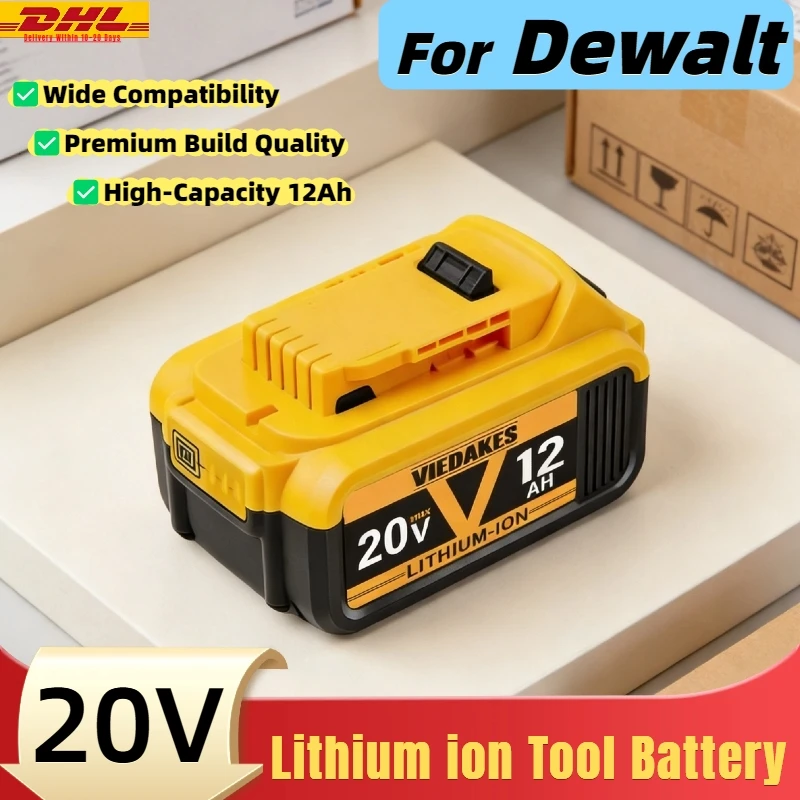 

12.0Ah 20V Li-Ion Battery - Compatible for dewalt 20V battery DCB207 DCB208, Power Drill & Impact Wrench tool batteries