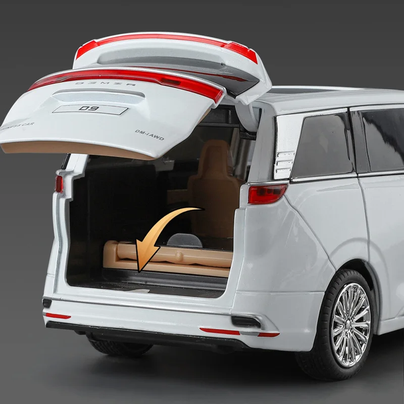1:24 ‌ BYD DENZA D9 MPV سبيكة سيارة نموذج دييكاست المعادن Luxy سيارة تجارية نموذج محاكاة الصوت والضوء لعبة أطفال هدية