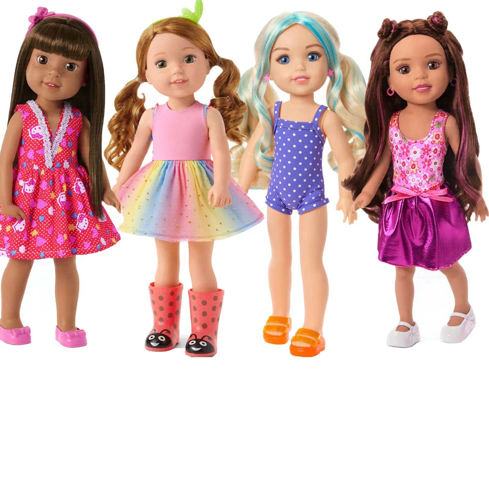 Quatro peças de roupas em um conjunto para 14.5 Polegada wellie wisher & 32-34cm paola reina bonecas casual casa vestido para crianças brinquedo
