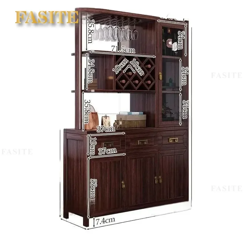For New Chinese Style Ebony Solid Wood Hall Cabinet Wine Storage Shoe Rack Living Room Entrance Partition Screen Small