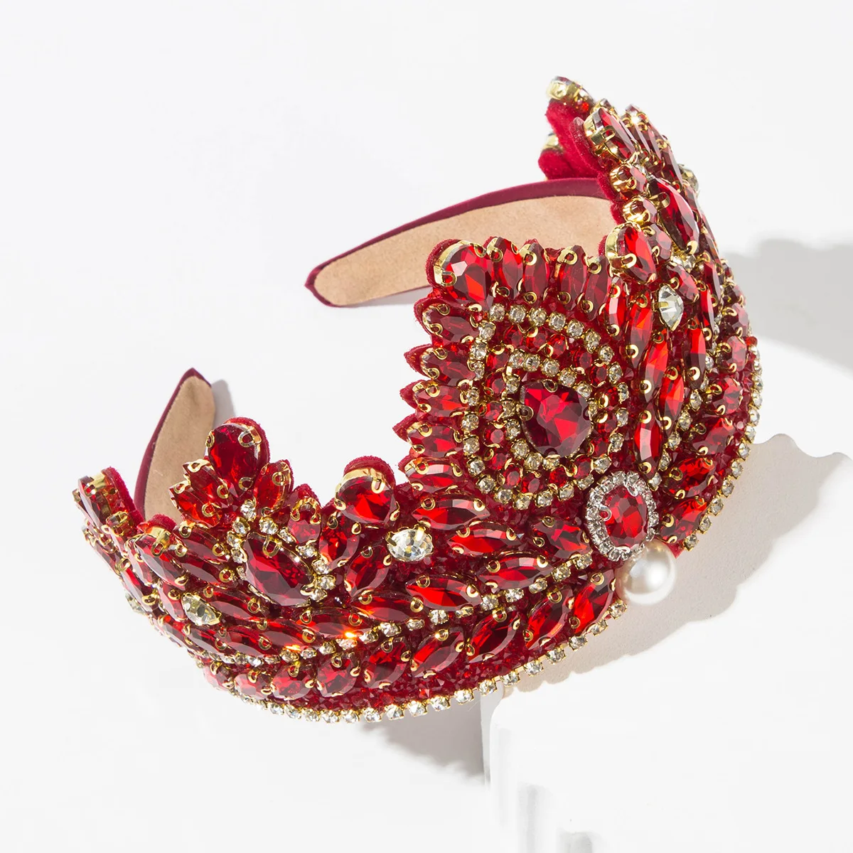 جديد الباروك كامل الماس اللؤلؤ تاج عقال أنيقة تنوعا الأميرة العروس الشعر التبعي #3