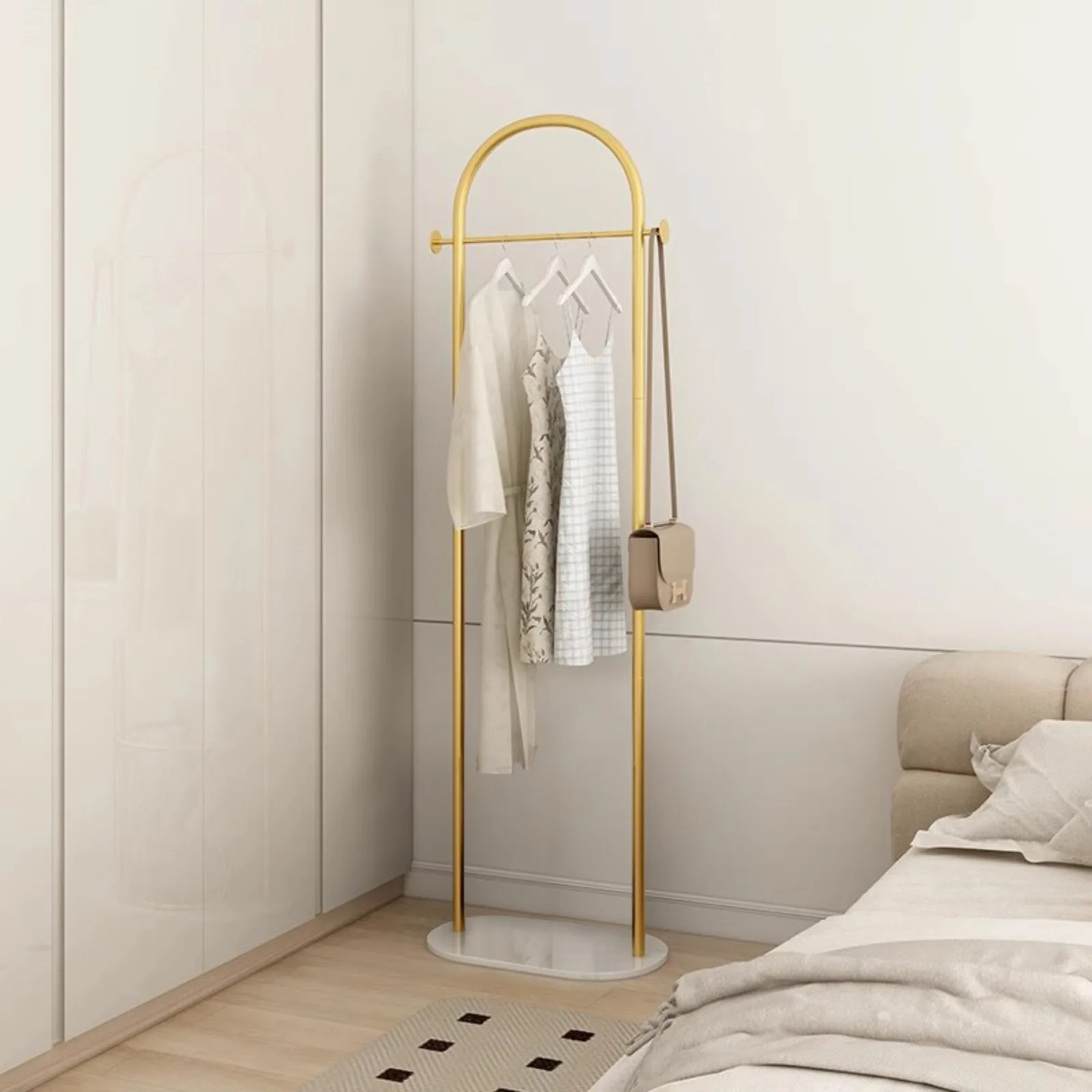 Floor-Standing Clothes Rack for Bedroom, Space-Saving Modern Minimalist Home Use Clothes Rack
