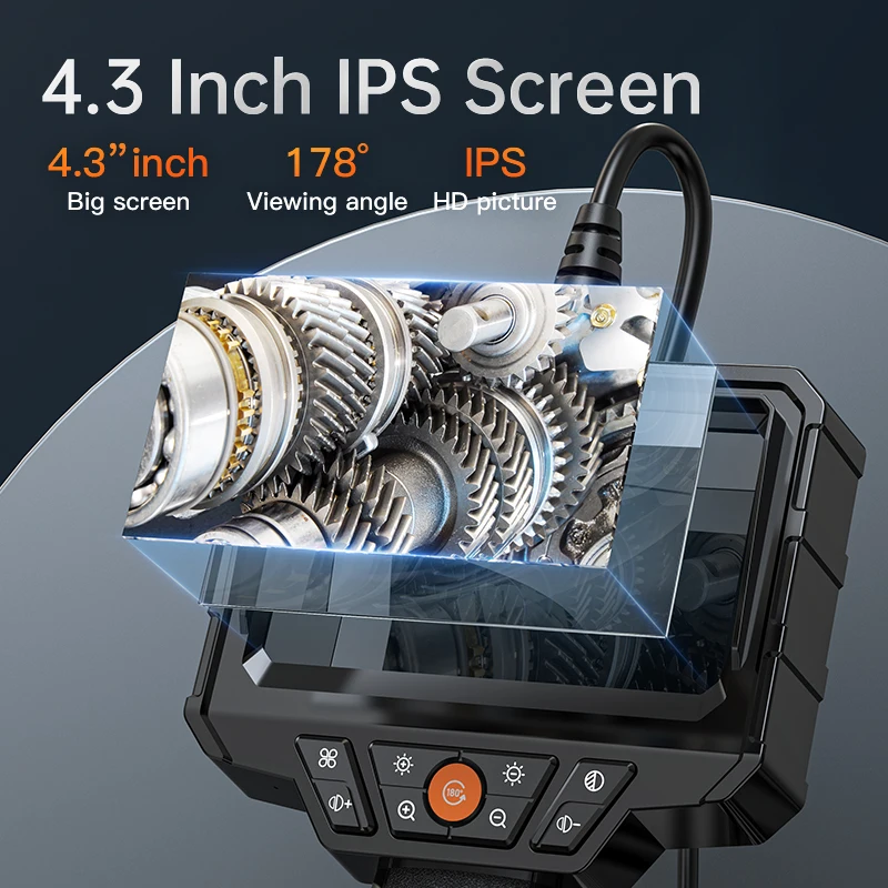 Handhel Industriële Endoscoop 1080P 4.3 ''Ips Scherm Stijve Kabel Pijp Riool Inspectie Camera Borescope Ip67 Waterdicht 2000Mah