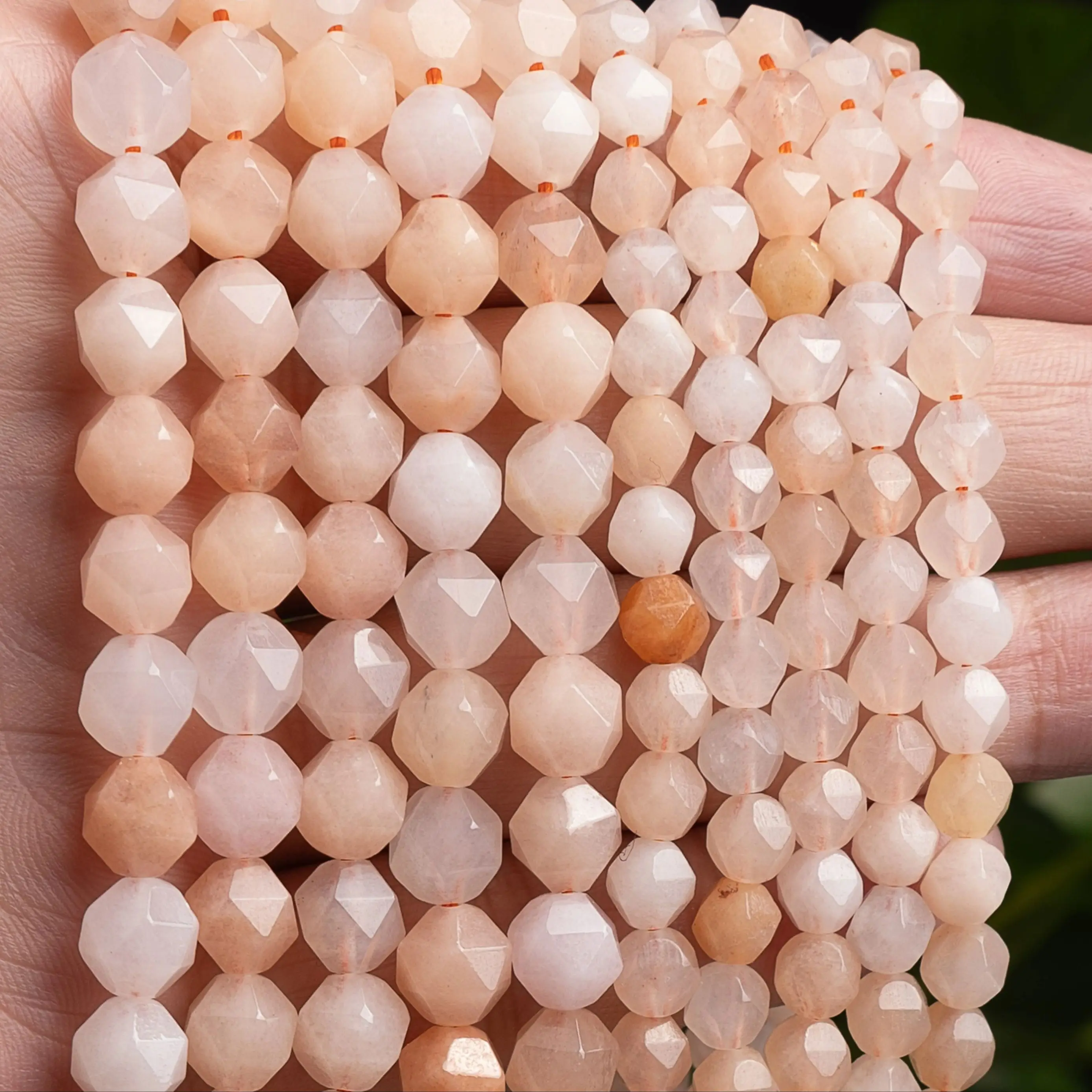 Natural Gemstone Pink Aventurine Beads Star Cut Faceted AAA Full Strand Loose Beads 15