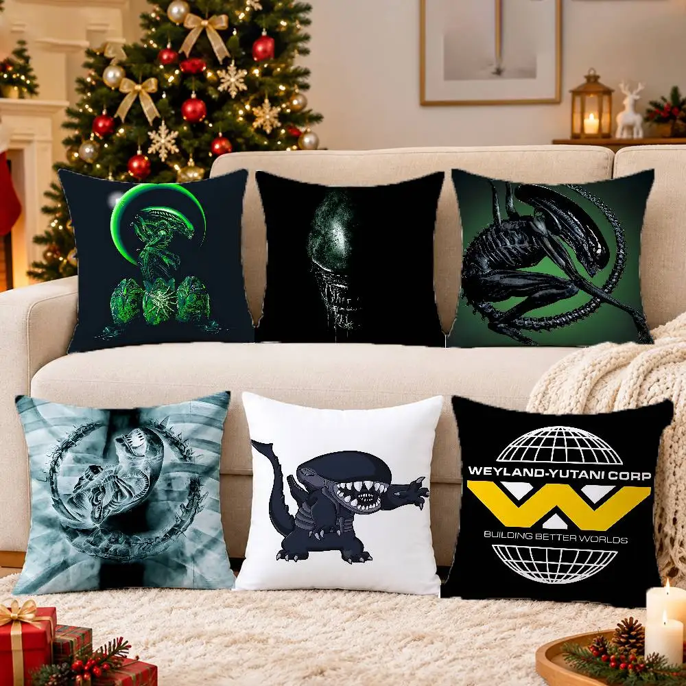 For Xenomorph Alien 45x45cm Square Cushion Cover Cartoon Print Decorative Throw Pillow Case for Couch Bed Car Home Decor