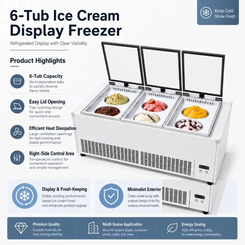 Customized Italian Pozzetti Freezer Sturdy Durable Low Energy Stylish Design Flawless Performance