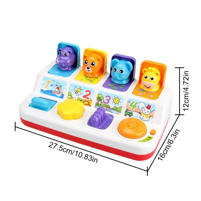 Button Toys For Kids Toddler Hide And Seek Toy 12-Month-Old Toys With 4 Cartoon Design Animal Color Sorting Toys Toddler