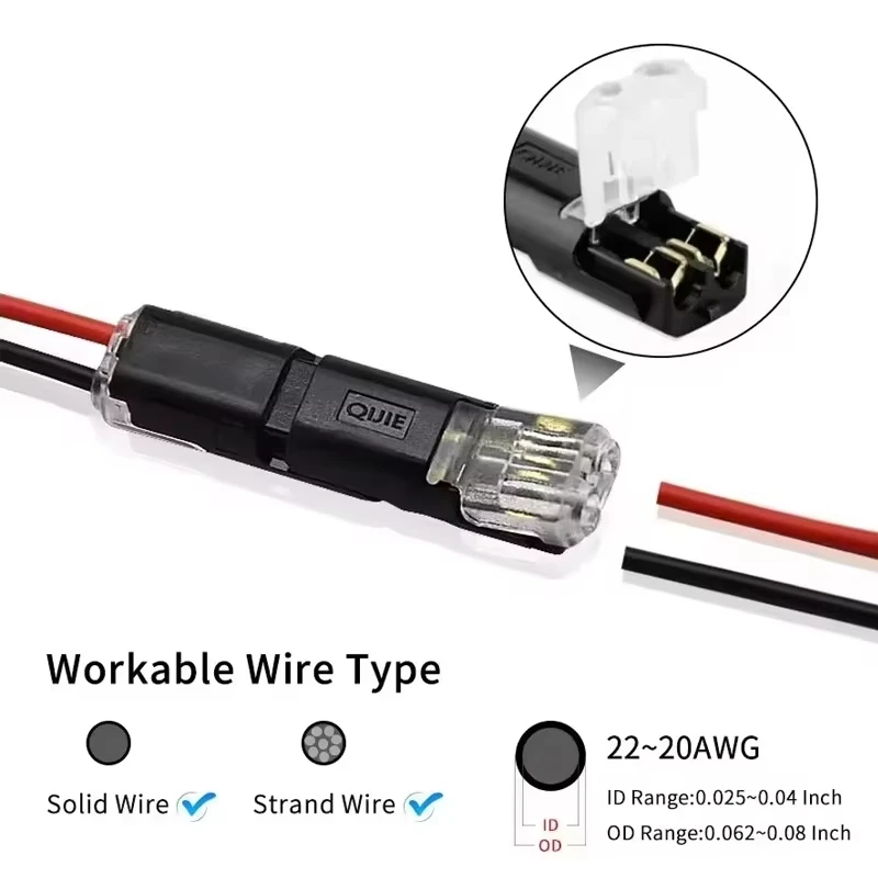 Quick Connect Wire Connector No Strip Required for Automotive Dual Conductor Detachable Terminal Plug with Secure Connection