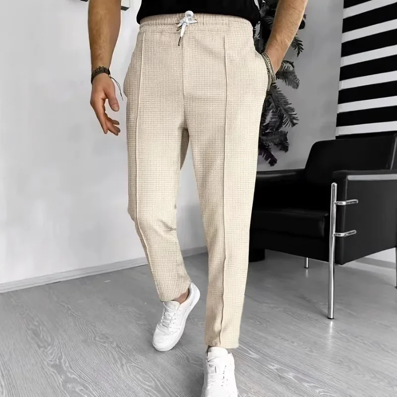 

Waffle Independent Station Drawstring Sports Casual Trousers 2025 Fashion Men's New Products Spring And Autumn High Street