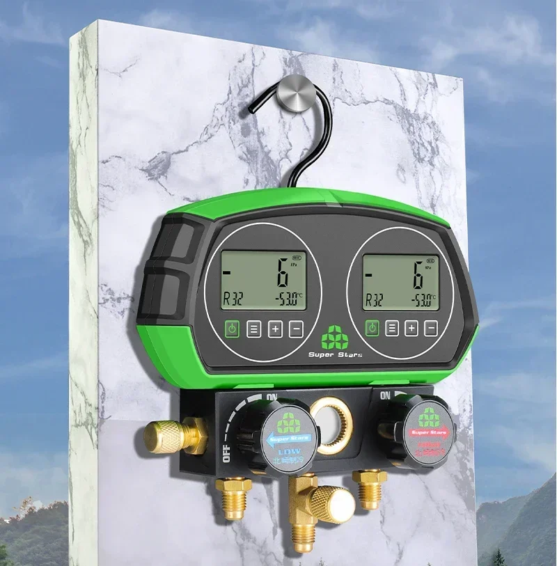 New Upgrade DC 9V Air Conditioning Cold Storage, Automobile Air Conditioning Fluorine Pressure Gauge Electronic Refrigerant Mete