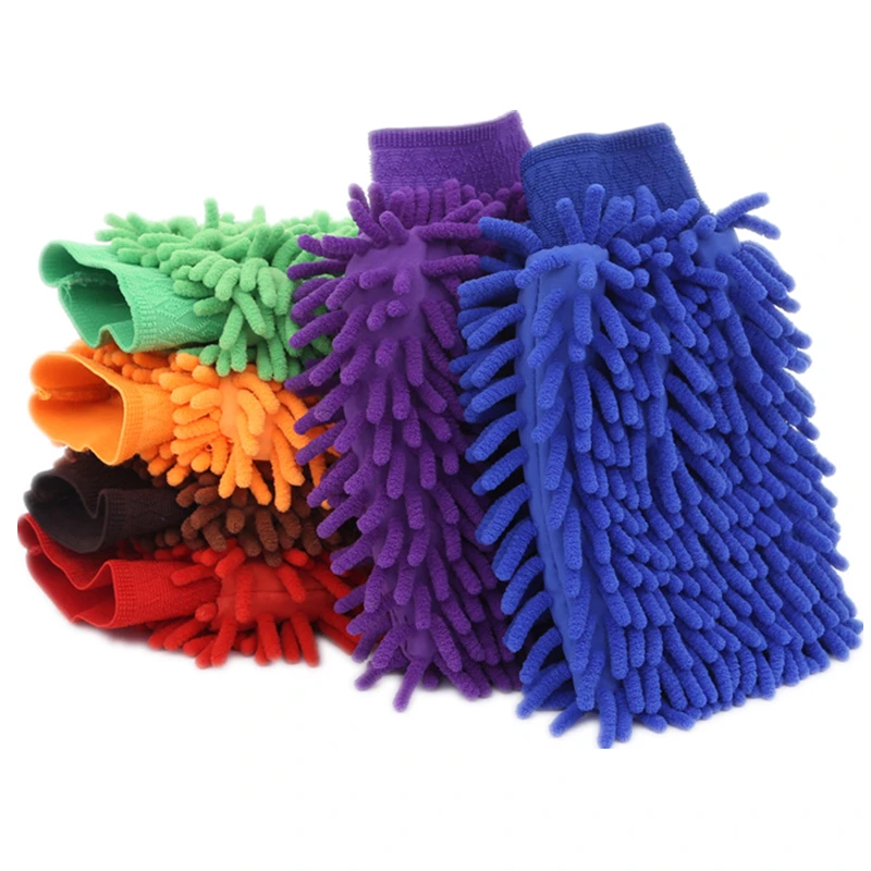 Car Wash Gloves Thickened double-sided Chenille Glove Plush Rags Car Supplies Cleaning Tools Auto Acessories Car Detailing