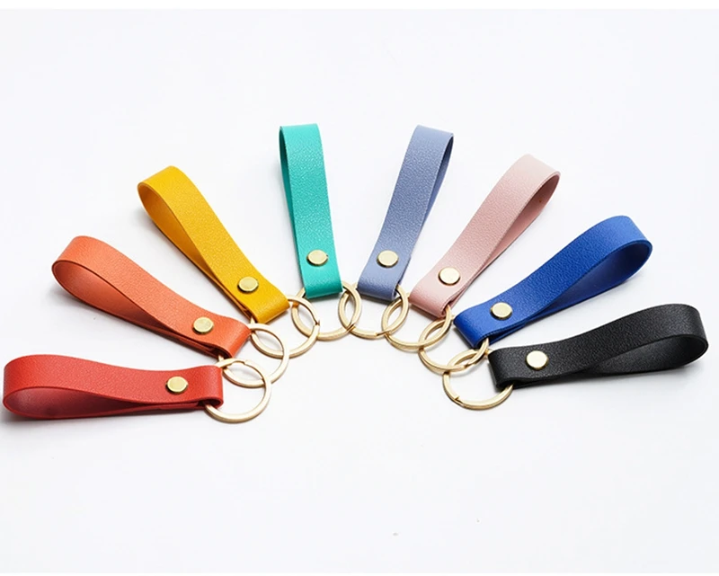 8 Colors PU Leather Keychain Business Gift Leather Key Chain Men Women Car Key Strap Waist Wallet KeyChains Keyrings