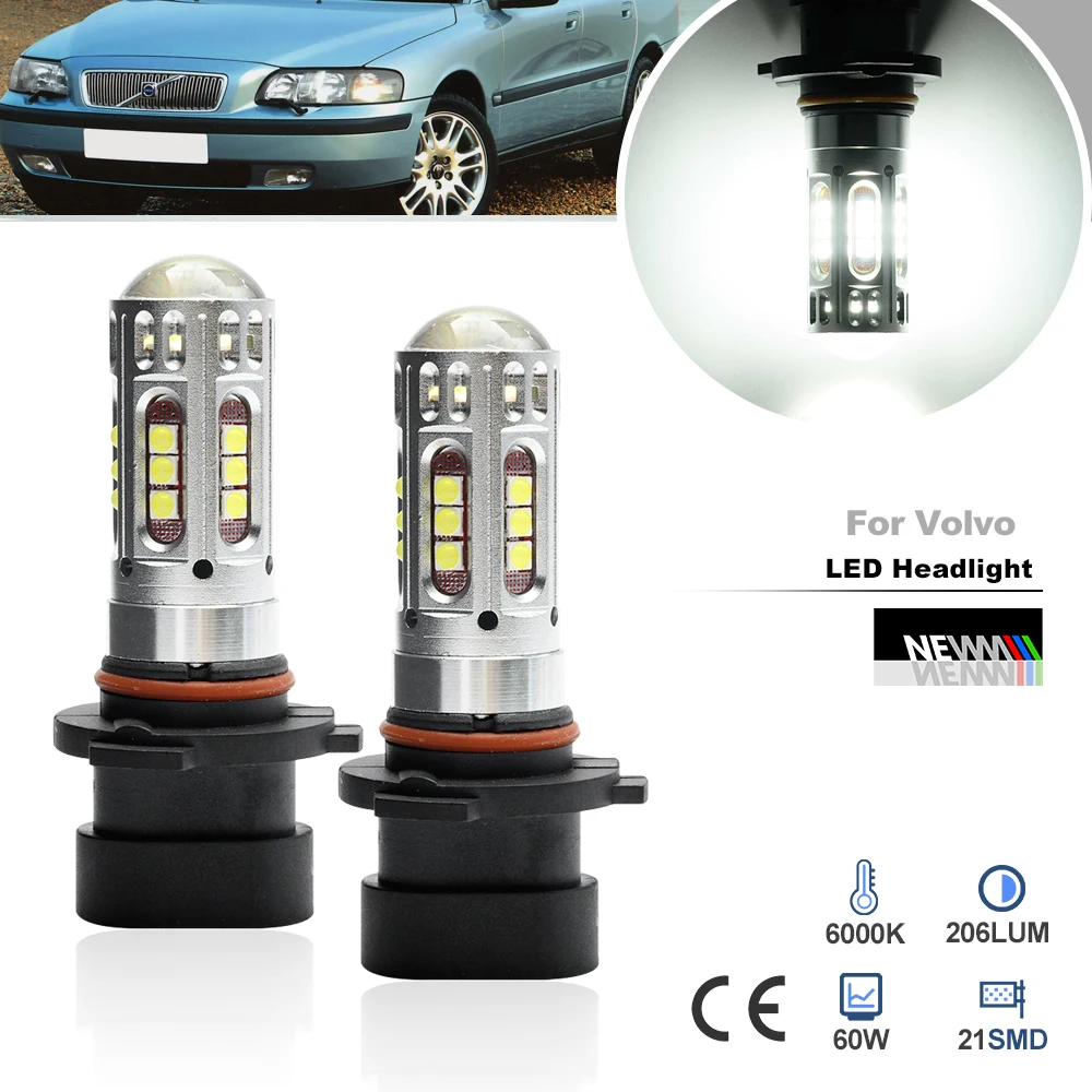 

2x для Volvo V70 II 00-01 V70 XC 00-02 C70 03-05 S60 00-01 Led 9005XS HB3A лампы фар дальнего света Canbus передние фары для вождения