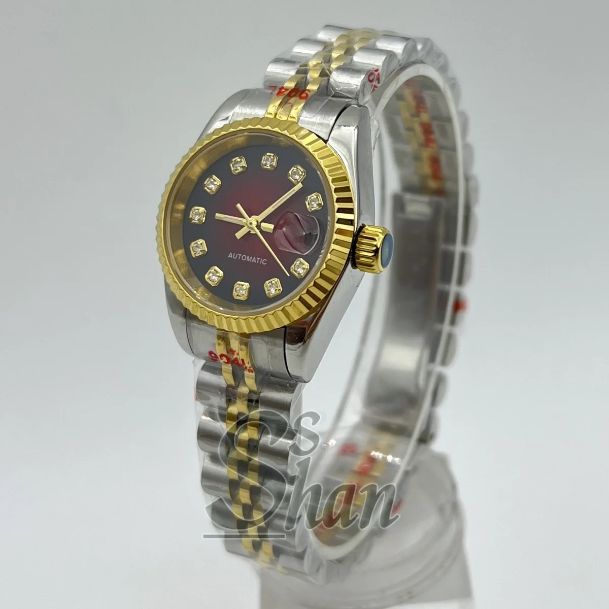 26mm women's gold and silver luxury mechanical watch NH05 movement diamond index dial sapphire glass date at 3 o 'clock