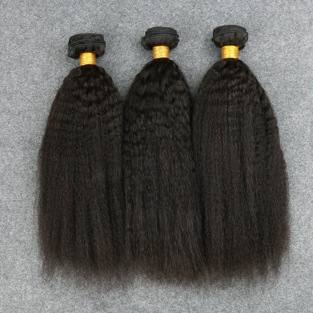 

Кудрявые прямые пучки человеческих волос, объемные пучки волос Yaki Remy для наращивания волос для женщин, толстые прямые пучки человеческих необработанных волос Yaki