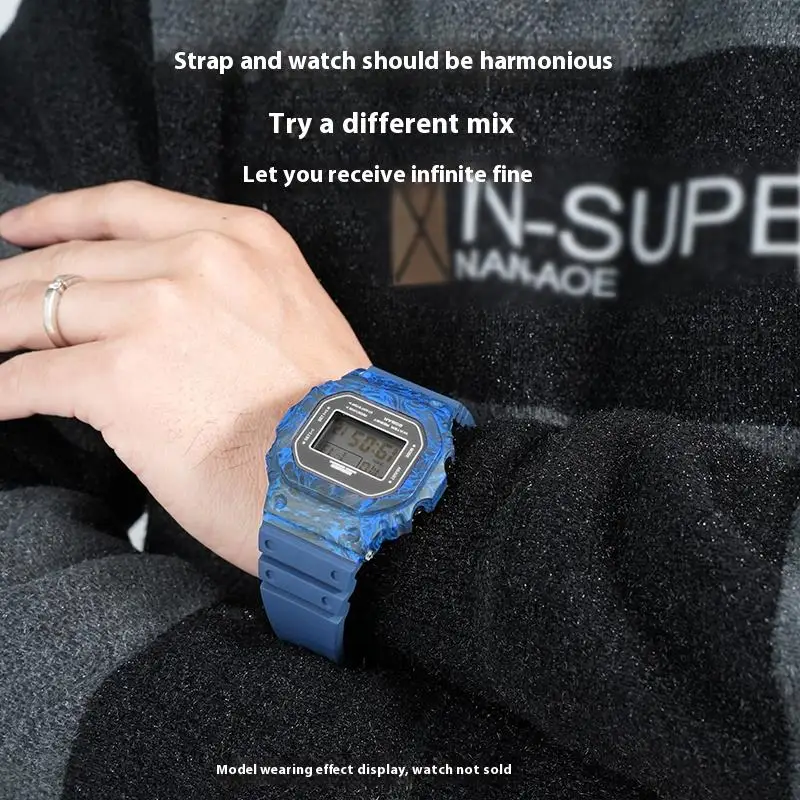 카시오 G-shock 시리즈용 GMW-B5000 GM-B2100 FKM 시계 밴드, 남성용 블랙 불소 고무 시계 스트랩, gmw-b5000 방수 방진