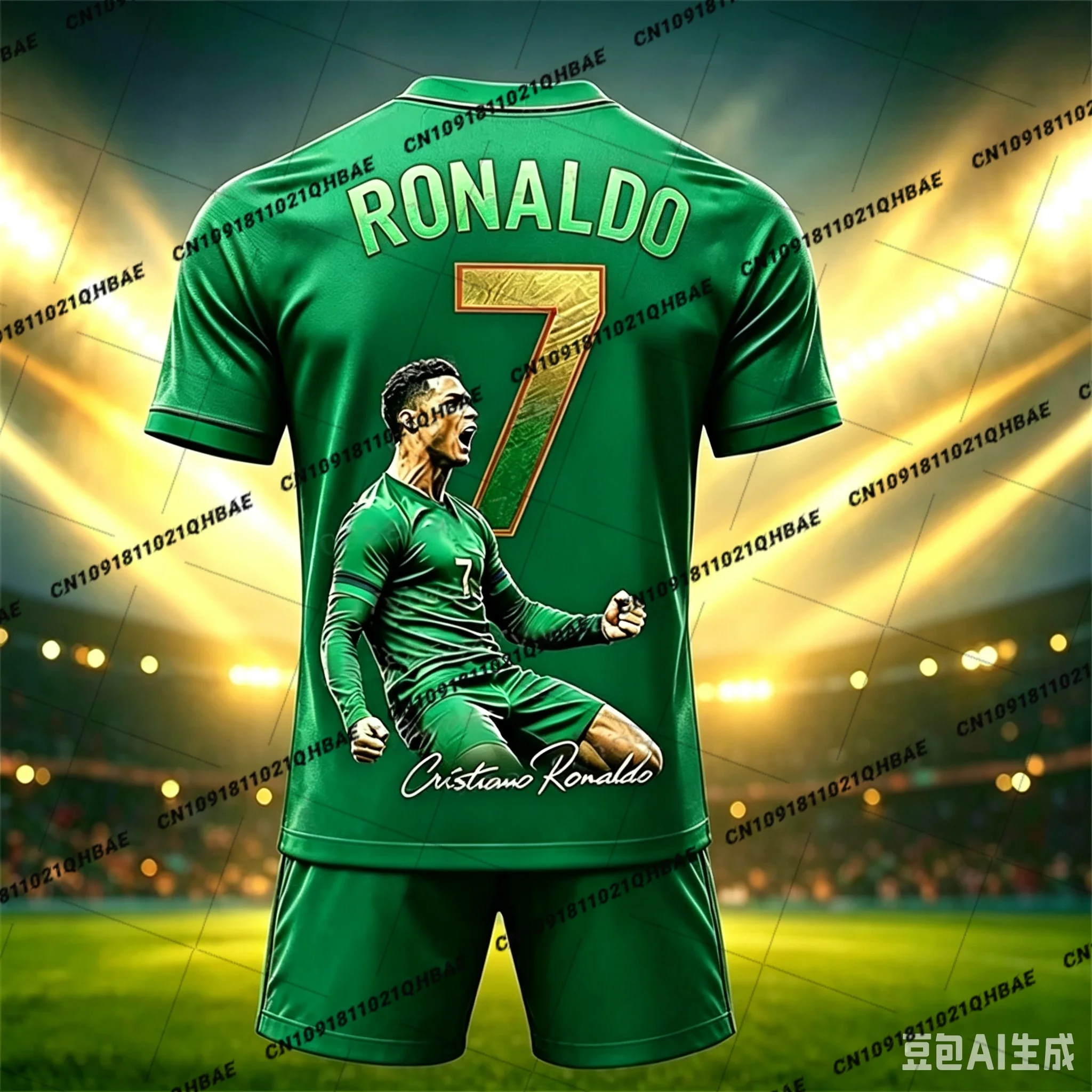 Special Edition Ronaldo No7 Football Jersey Tee Shorts Set Women Men Sportwear Harajuku Summer Casual Kid Tshirt Set 2 Piece Set