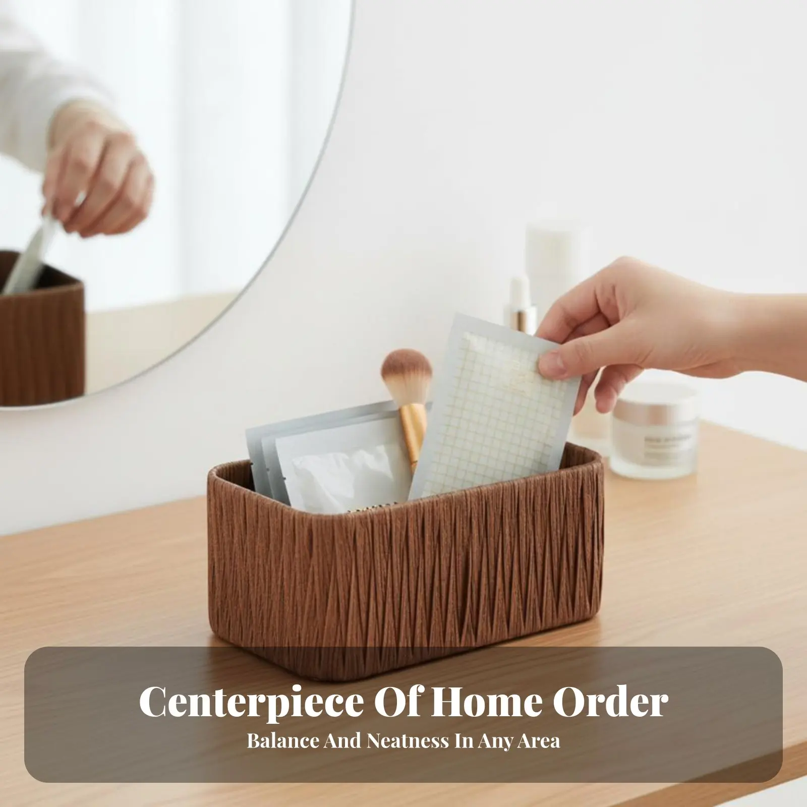 

Divided Woven Container Rattanand Design Multi-Compartment Organizer Compartmentalized Design Sturdy for Parents, Dressing Table