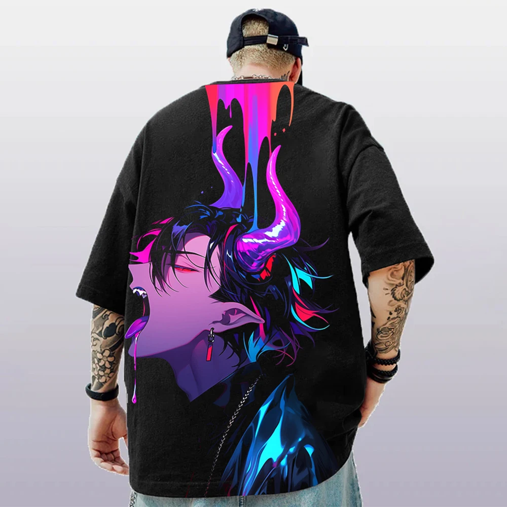 3d Anime Character Print Men\'s T-Shirt 2024 New Oversized Short Sleeve T-Shirt For Men Street Hip-Hop Tee Top Quick Dry T Shirts