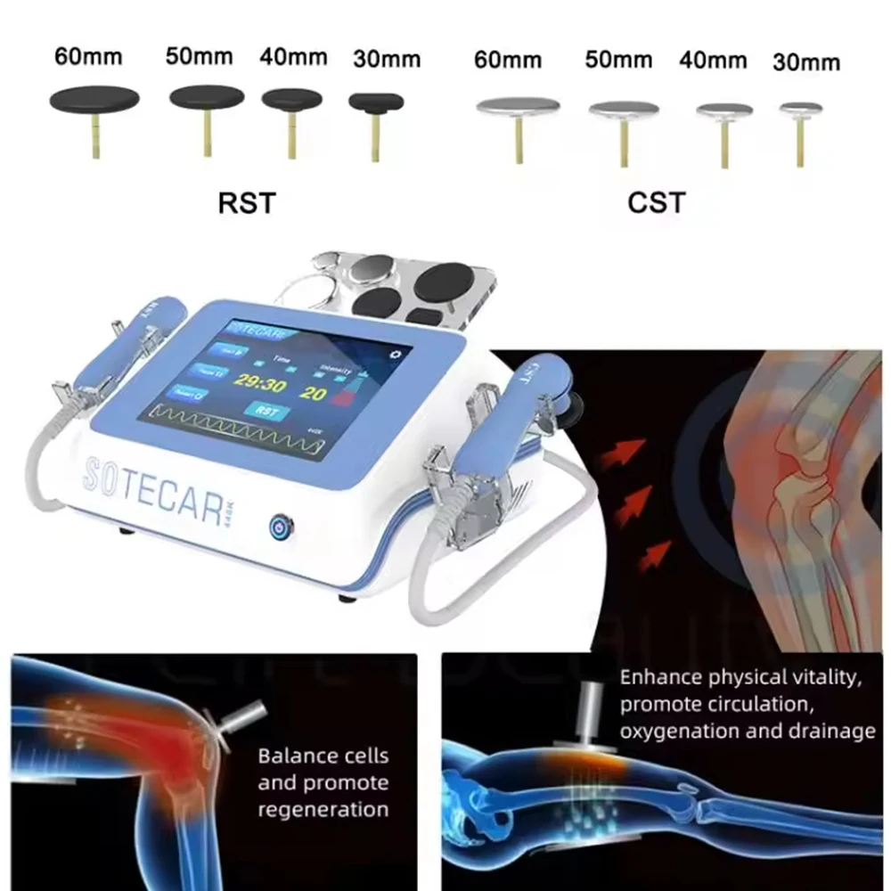 Máquina de ondas de choque de diatermia tecar 448khz, queima de gordura corporal, terapia de emagrecimento, fisioterapia cet rf, microcirculação, dispositivo de terapia estimular