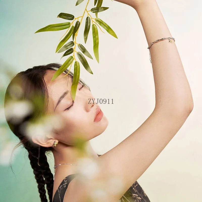 Bracciale in bambù serie rima di bambù in argento 925 da donna in bambù 2024 nuovi gioielli squisiti di nicchia