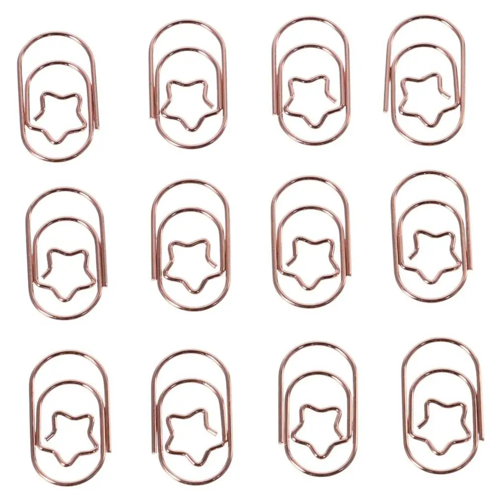 Trombones en forme d'étoile pour la maison, mini marque-page en métal, ensemble de pinces mémo, or rose, 50 pièces