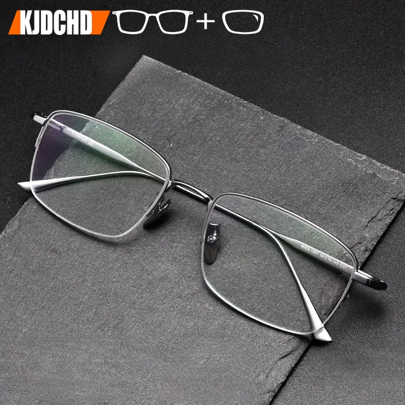 

Semi-Rimless Titanium Progressive Glasses Men Prescription Bifocal Multifocal Eyeglasses High Myopia Custom Optical Eyewear