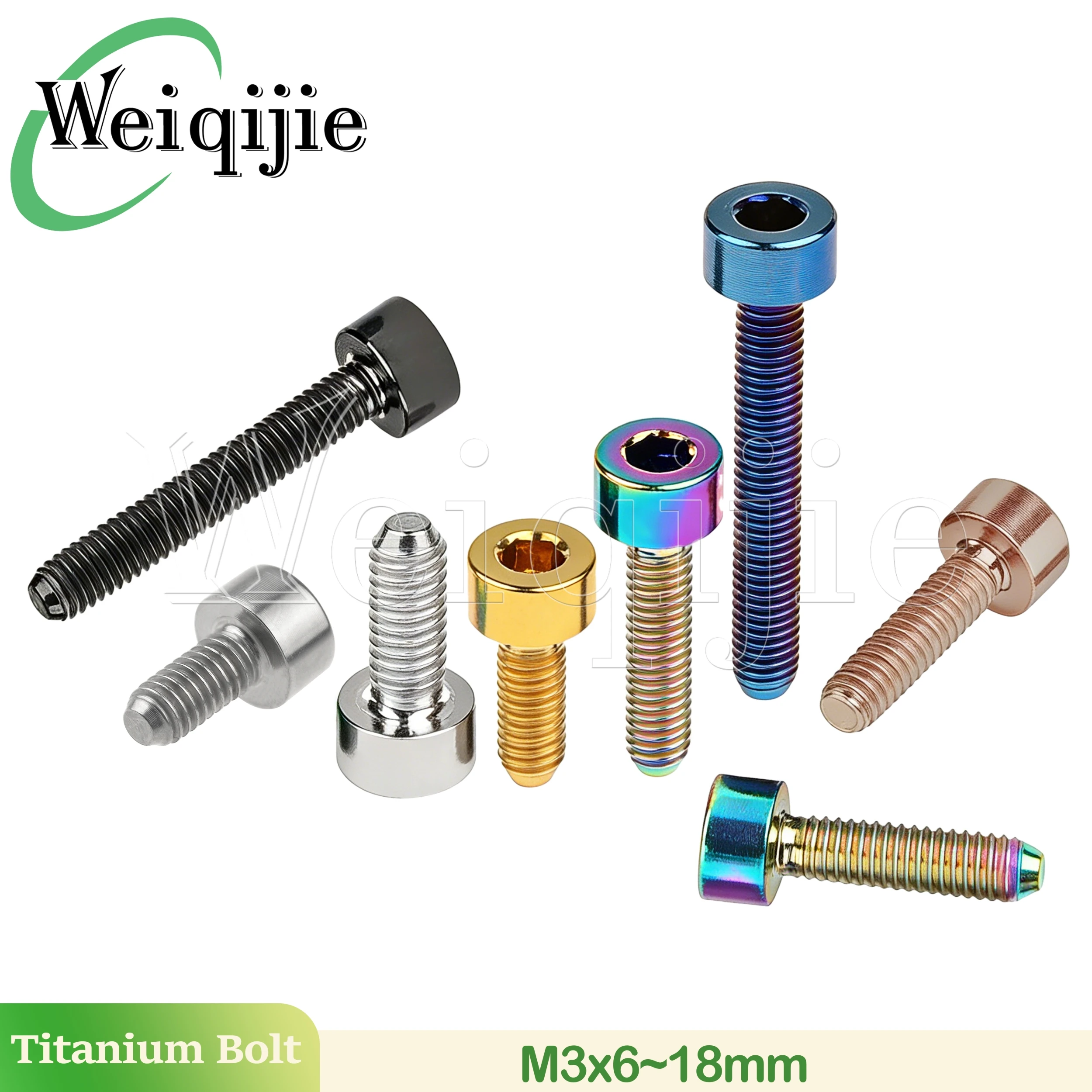 Weiqijie 6PCS Titanium Bolts M3x6 8 10 12 15 18mm Allen Socket Head Screws for Mountain Road Bike Seatpost Headphones