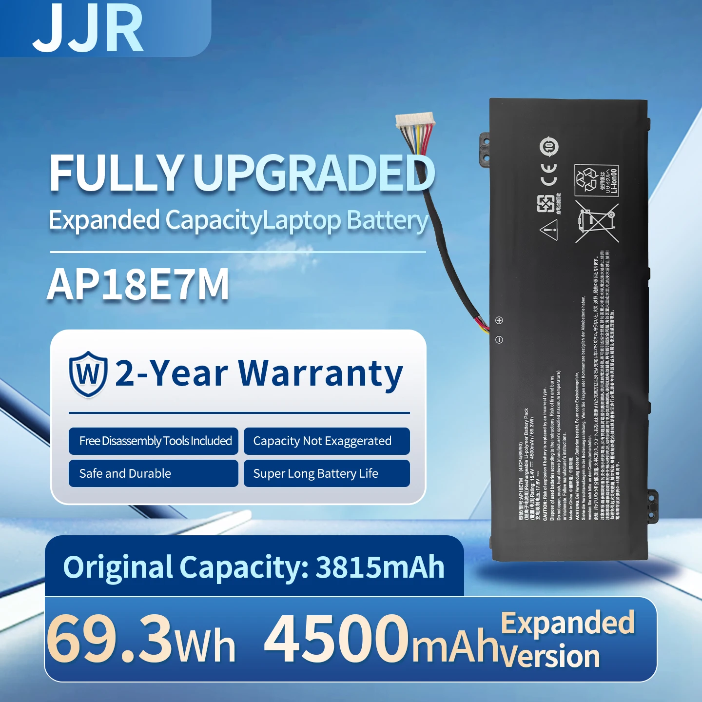 Batería de Repuesto para Portátil AP18E7M de 69.3Wh y 15.4V de Mayor Capacidad para Acer Aspire 7 Nitro 5 AN515-55 45 AN715-51