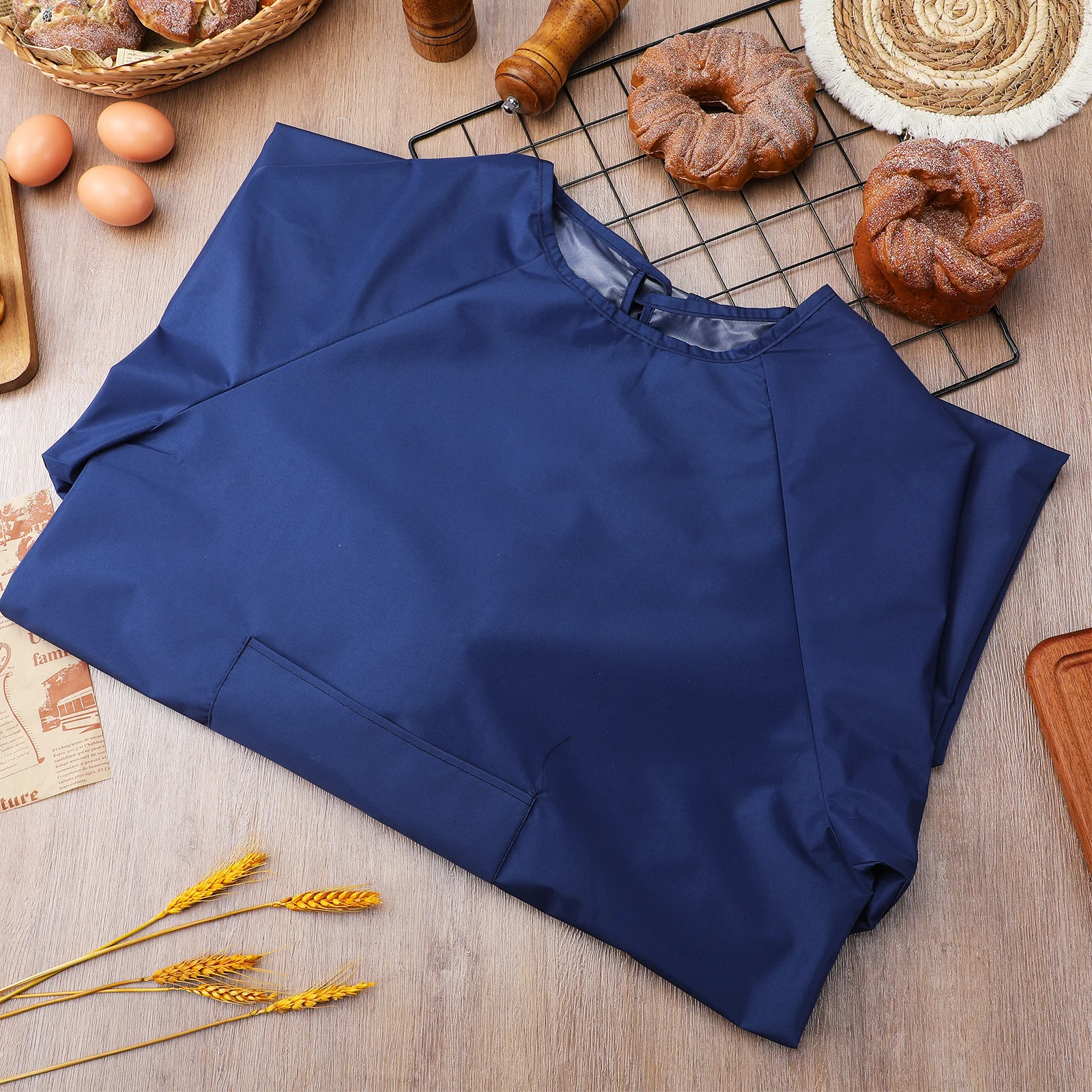

Waterproof Apron Dark Blue Oil Resistant Long Sleeve Workwear For Cooking Gardening Cleaning Lab Men Women