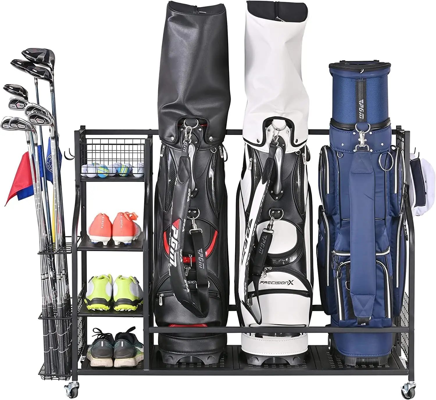 Golf Storage Garage Organizer, Golf Bag Storage Stand And Other Golfing Equipment Ra, Extra Storage Ra For Golf Clubs