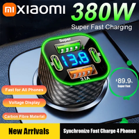 Xiaomi 380W Car Charger FM Transmitter Type C Dual PD 4-in-1 with Voltage Display Super Fast Charging Adapter For iPhone Samsung
