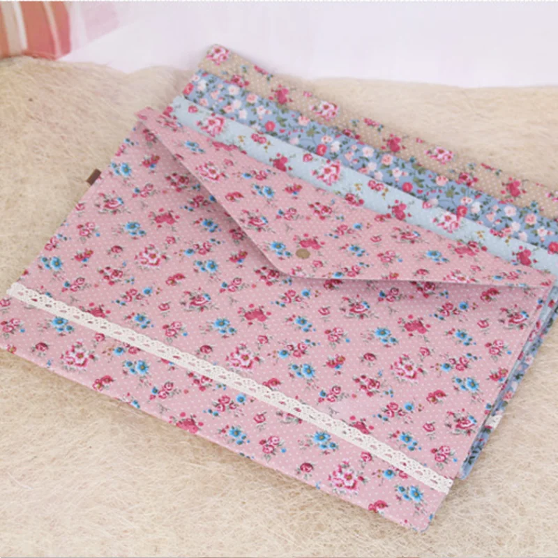 Vintage Dots Flower Face Series A4 Documents File Bag Files Folder Stationery Filing Production Folders