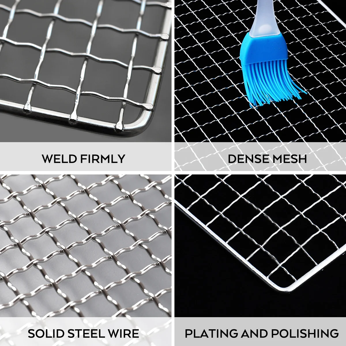 Hemoton Stainless Steel Squares Holes Grill Barbecue Wire Mesh Multi-Purpose BBQ Grid Cooking Baking Rack Barbecue Grill (26 x 4