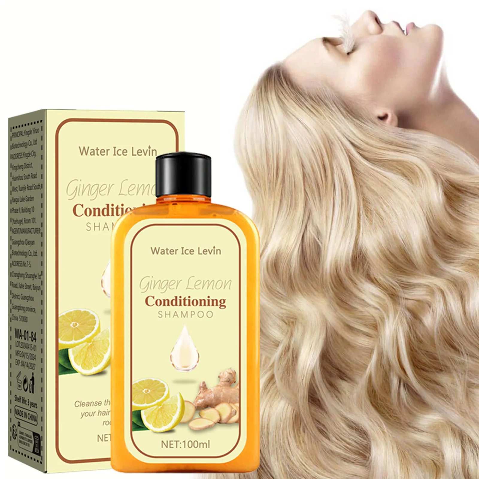 100ml lemon ginger shampoo natural quick perm and dye repair hair root repair improve white hair brown black shampoo