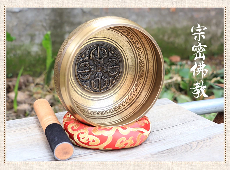 

TOP GOOD Buddhist articles # Practice of Tantric ritual Tibetan Nepal Jin Gangchu Buddhism brass sound bowl -14.5CM