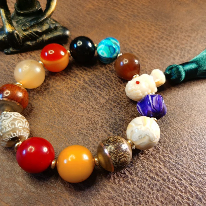 

Multi-color agate bracelet, unisex street fashion style, available for dropshipping