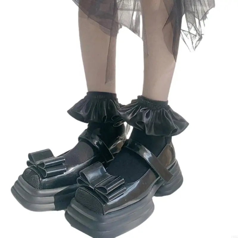 195E النساء لوليتا طاقم الجوارب القطنية الجوارب كشكش مكشكش الكاحل اللباس الجوارب الحلو العجل الجوارب الأميرات الجوارب