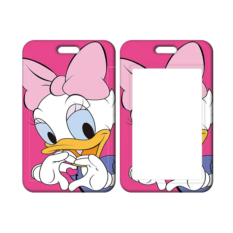 Tarjetero y cordón de pato Daisy de Disney para llavero, tarjetero de identificación para mujer, correas para el cuello del teléfono, accesorios para tarjetero