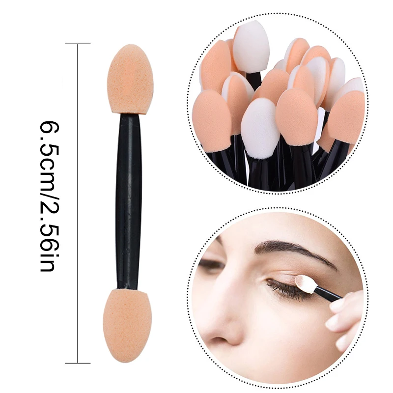 Kekelala Wholesale 50/30Pcs Disposable Eyeshadow Brush Portable Double End Sponge Eye Shadow Applicators Beauty Makeup Tools